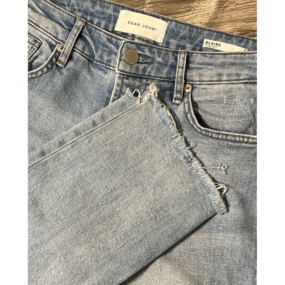 Dear John by Anthropologie Blaire Mid Rise Straight Raw Hem Jeans SZ26 (28x28)